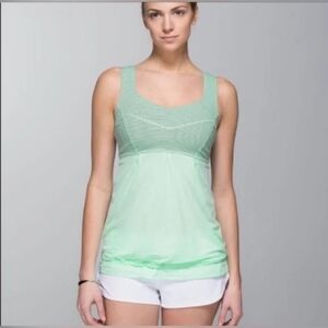Lululemon Elevate Tank Mint Green Black Stripes Size 8